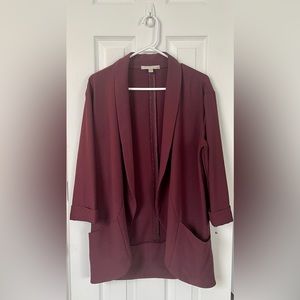 Dynamite Open Front Long Blazer with 3/4 Length Sleeves
